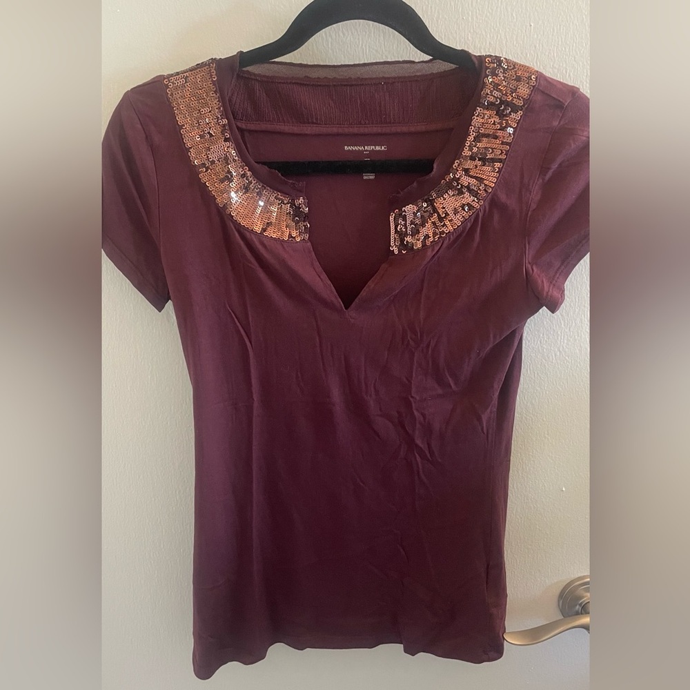 Banana Republic Sequin Neckline Shirt